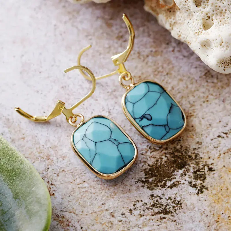 Lovcia Elegant 18K Gold-Plated Natural Stone & Copper Dangle Earrings for Women-Earrings-Sky Blue-One Size-Sky Blue