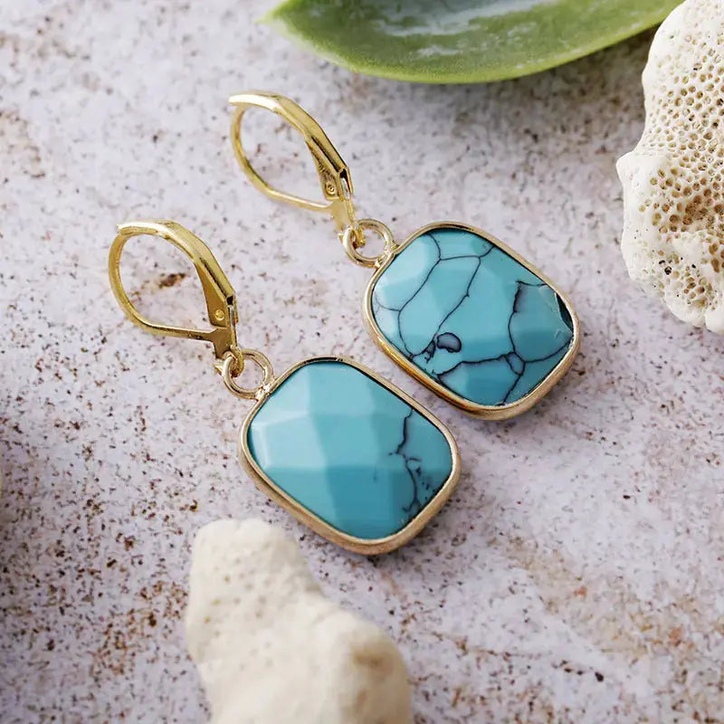 Lovcia Elegant 18K Gold-Plated Natural Stone & Copper Dangle Earrings for Women-Earrings-Sky Blue-One Size-Sky Blue