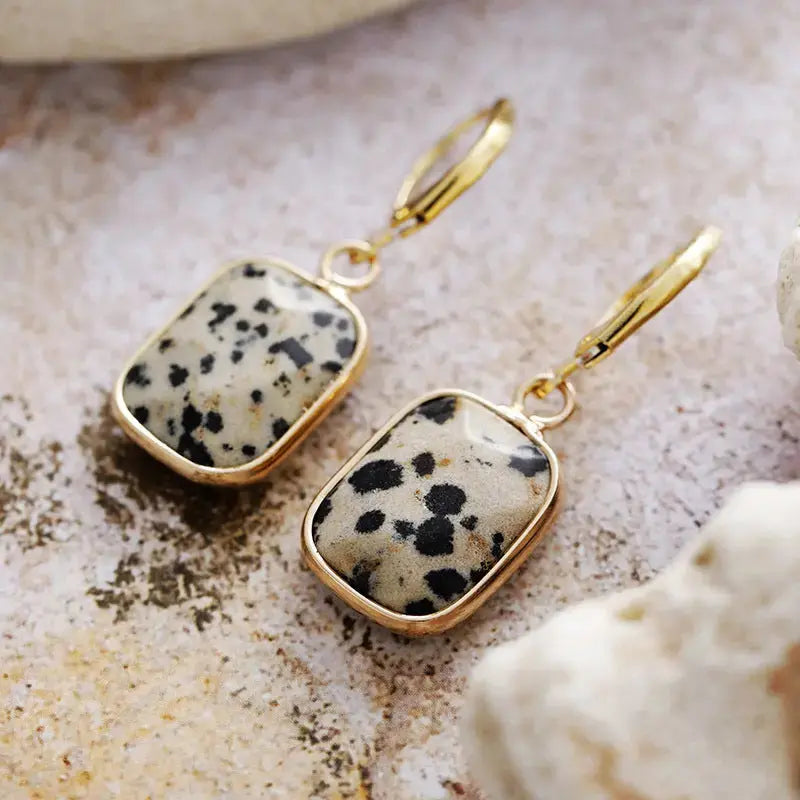 Lovcia Elegant 18K Gold-Plated Natural Stone & Copper Dangle Earrings for Women-Earrings-Sky Blue-One Size-Sky Blue