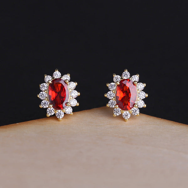 Lovcia Elegant 18K Gold-Plated S925 Sterling Silver Zircon Stud Earrings for Women-Earrings-Gold-925 Silver-Gold