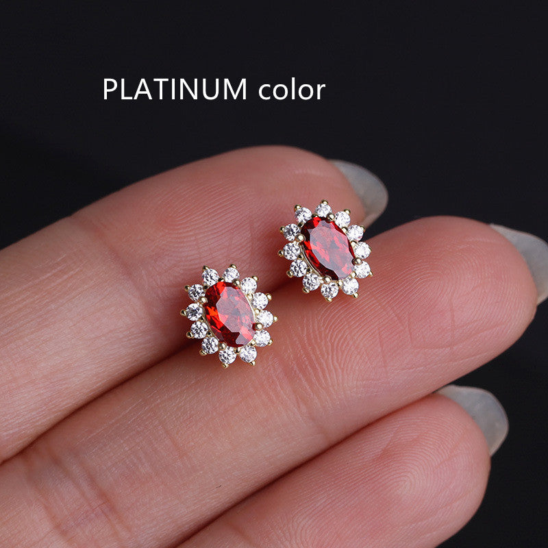 Lovcia Elegant 18K Gold-Plated S925 Sterling Silver Zircon Stud Earrings for Women-Earrings-White Gold Color-925 Silver-White Gold Color