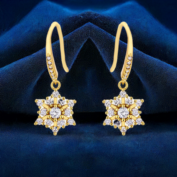 Lovcia Elegant 18k Gold Plated Snowflake Dangle Earrings for Women | Hypoallergenic, Lead-Free | Winter Holiday Jewellery Gift-Earrings-