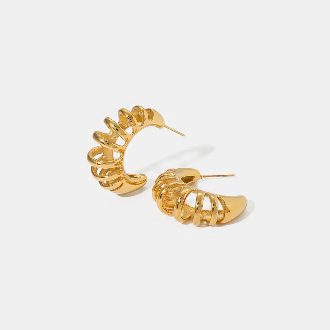 Lovcia Elegant 18K Gold-Plated Stainless Steel C-Hoop Earrings for Women-Earrings-Gold-One Size-Gold