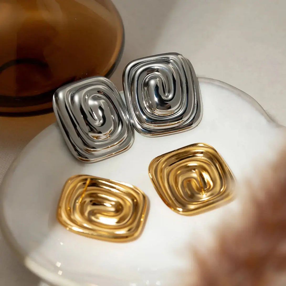 Lovcia Elegant 18K Gold-Plated Stainless Steel Earrings for Women-Earrings-Gold-One Size-Gold