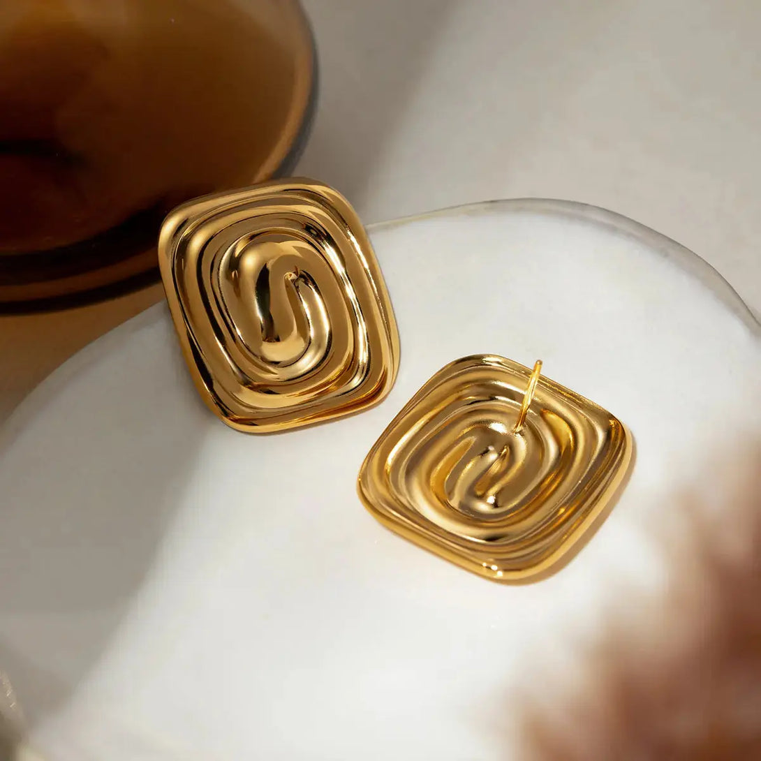 Lovcia Elegant 18K Gold-Plated Stainless Steel Earrings for Women-Earrings-Gold-One Size-Gold