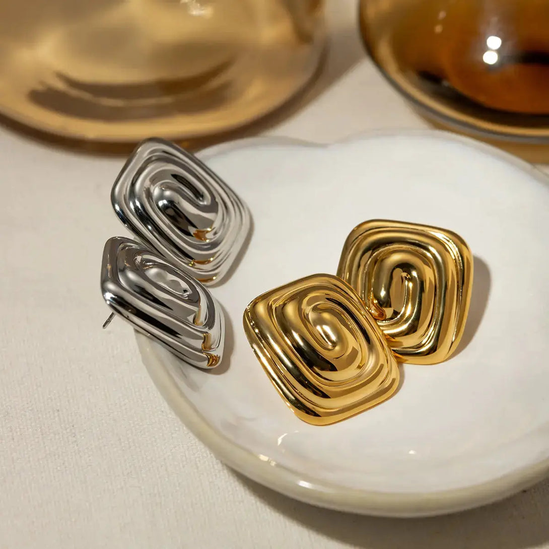 Lovcia Elegant 18K Gold-Plated Stainless Steel Earrings for Women-Earrings-Gold-One Size-Gold