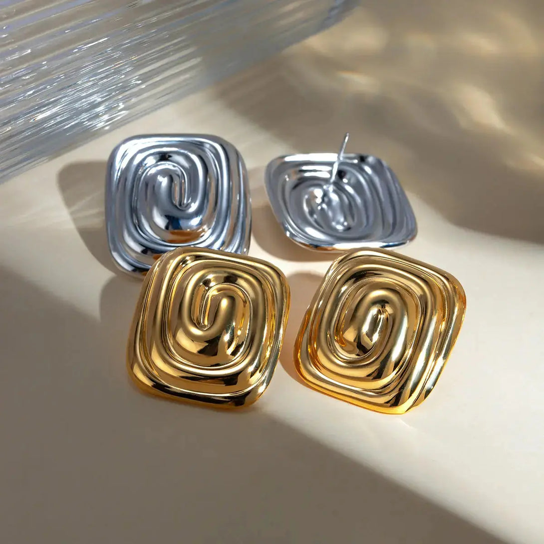 Lovcia Elegant 18K Gold-Plated Stainless Steel Earrings for Women-Earrings-Gold-One Size-Gold