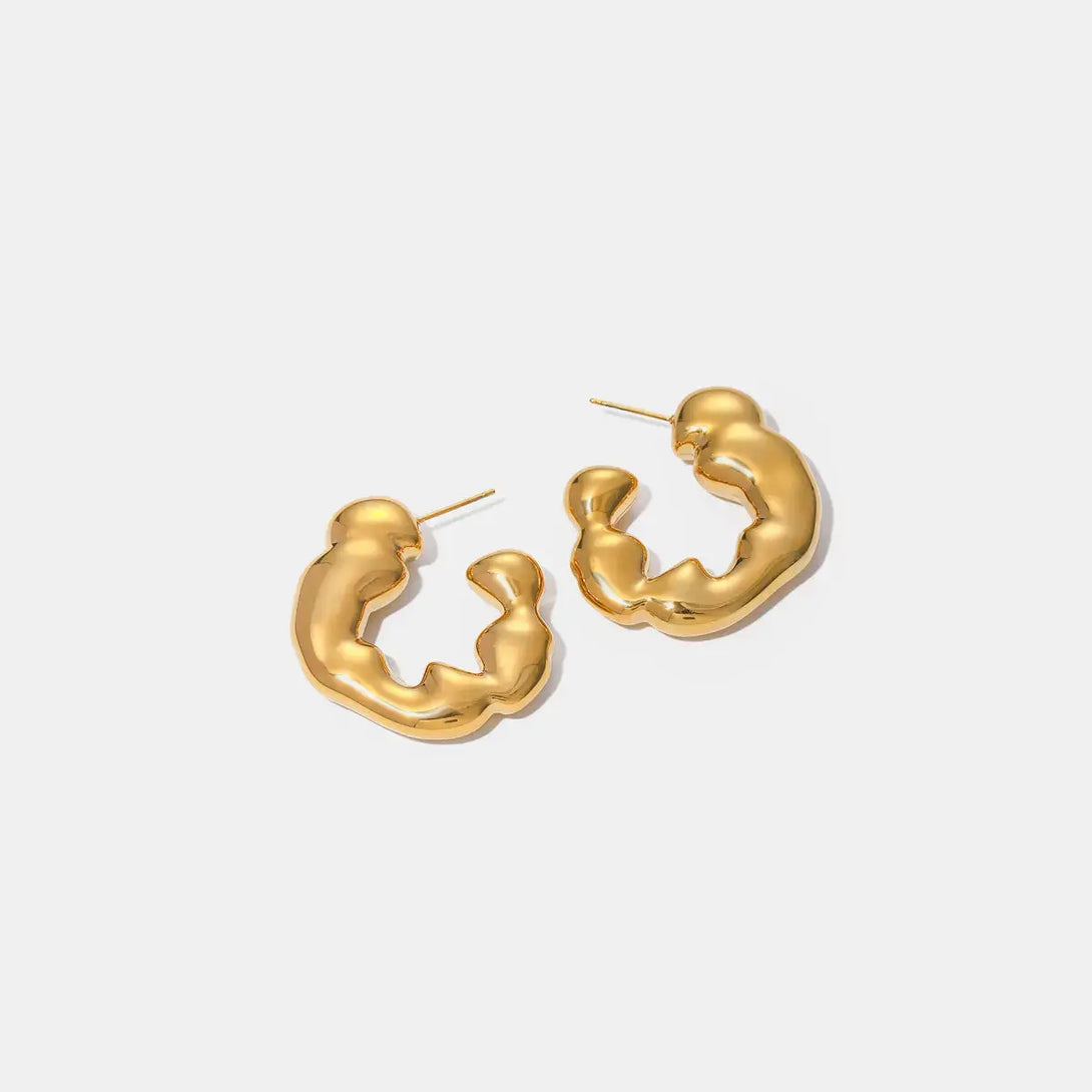 Lovcia Elegant 18K Gold-Plated Stainless Steel Hoop Earrings for Women-Earrings-Gold-One Size-Gold