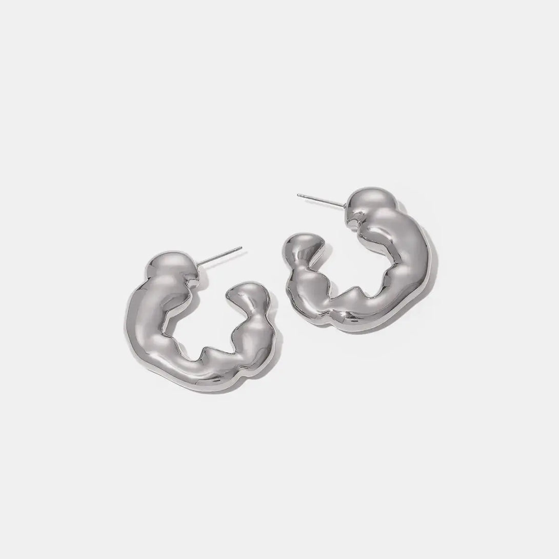 Lovcia Elegant 18K Gold-Plated Stainless Steel Hoop Earrings for Women-Earrings-Gold-One Size-Gold