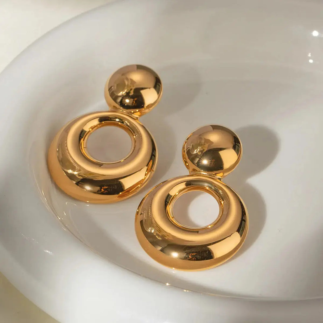 Lovcia Elegant 18K Gold-Plated Statement Cutout Earrings for Women-Earrings-Gold-One Size-Gold