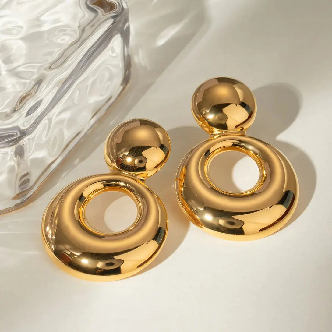 Lovcia Elegant 18K Gold-Plated Statement Cutout Earrings for Women-Earrings-Gold-One Size-Gold