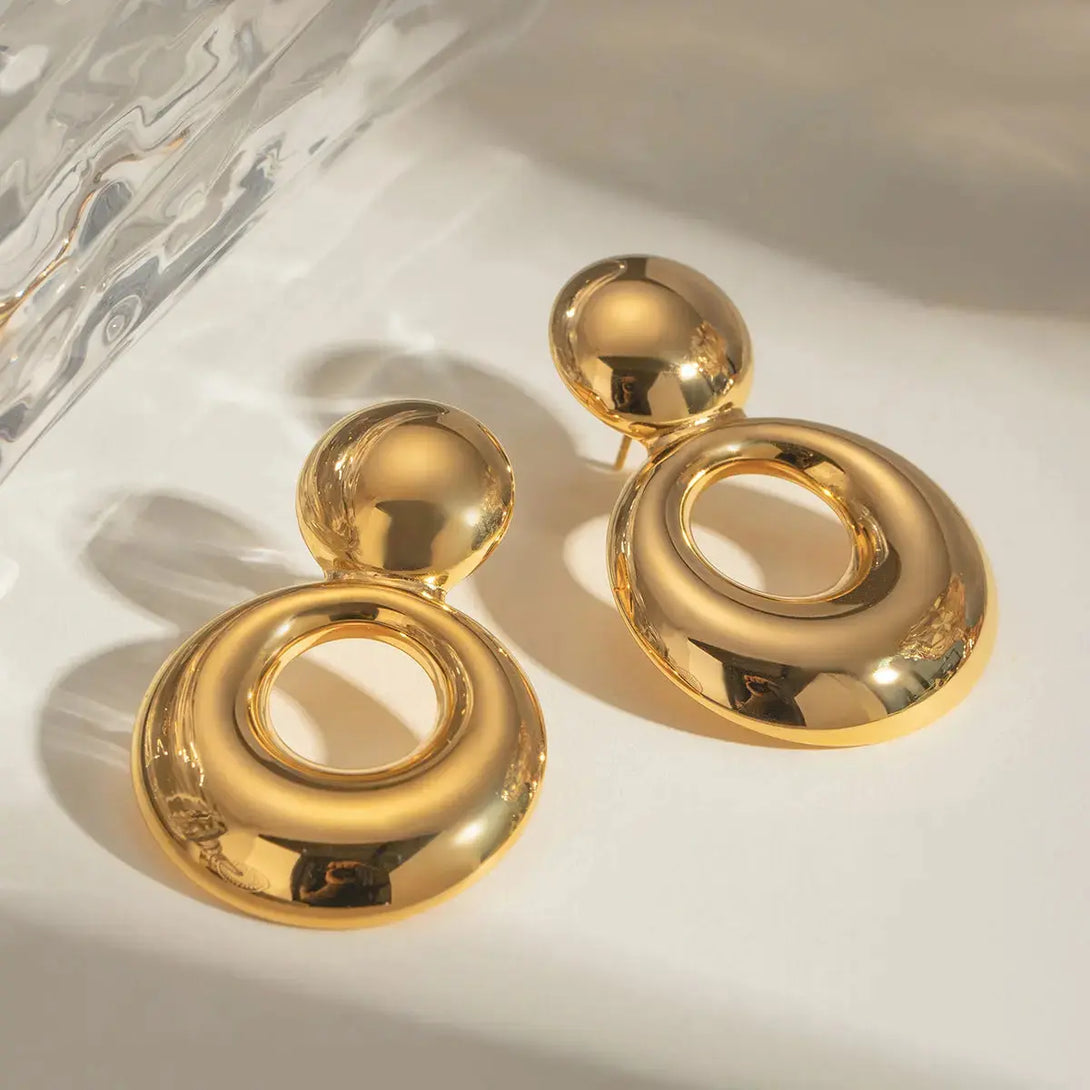 Lovcia Elegant 18K Gold-Plated Statement Cutout Earrings for Women-Earrings-Gold-One Size-Gold