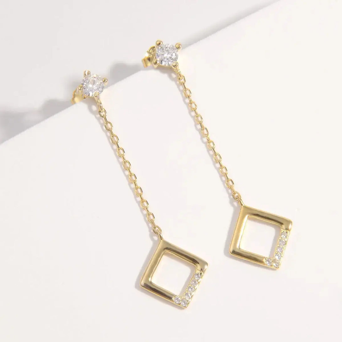 Lovcia Elegant 18K Gold-Plated Sterling Silver Zircon Stud Earrings for Women-Earrings-Gold-One Size-Gold
