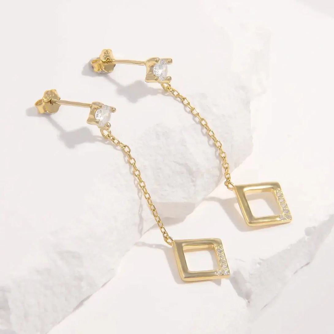 Lovcia Elegant 18K Gold-Plated Sterling Silver Zircon Stud Earrings for Women-Earrings-Gold-One Size-Gold