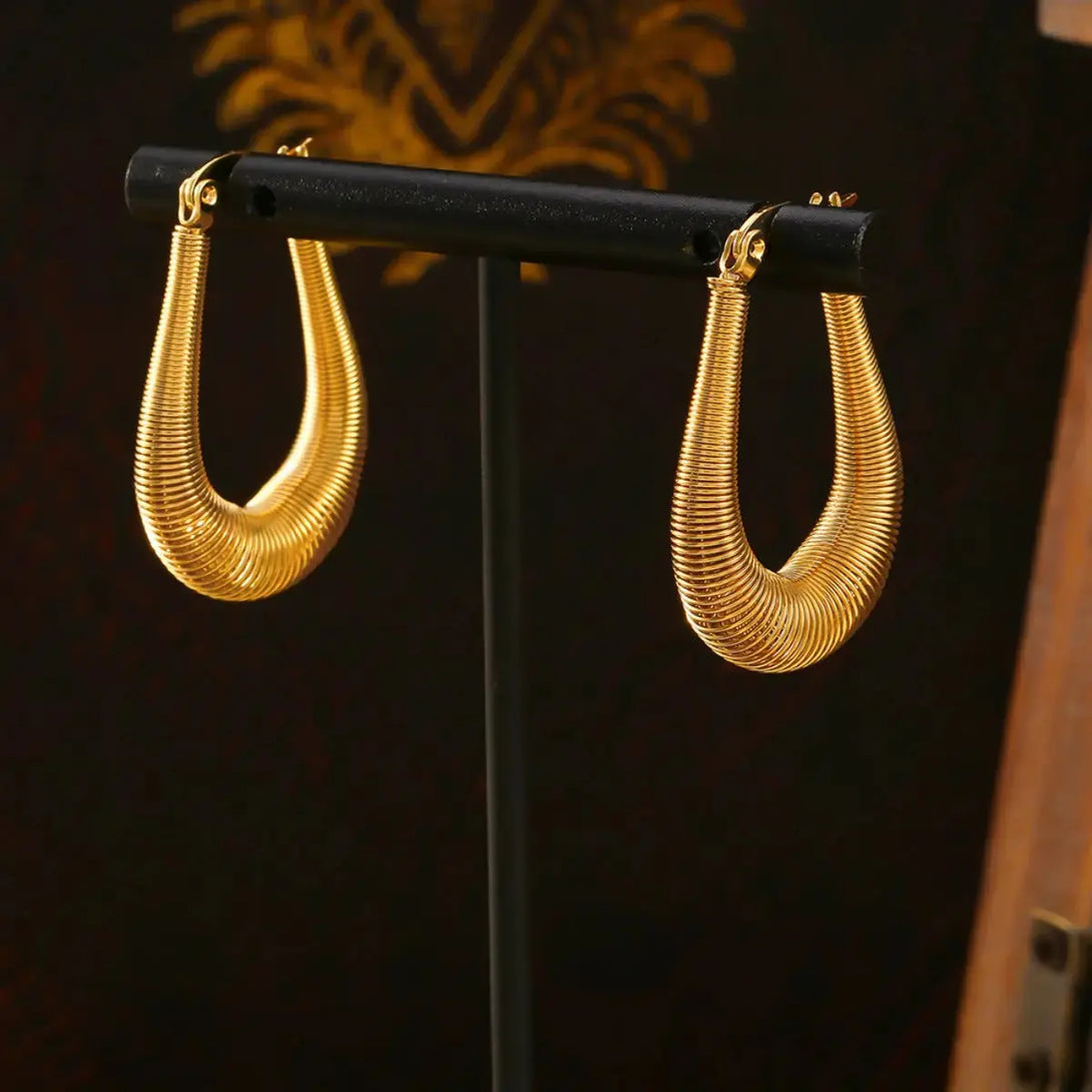 Lovcia Elegant 18K Gold-Plated Titanium U-Shape Earrings for Women-Earrings-Gold-One Size-Gold