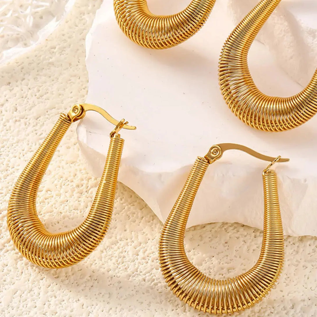 Lovcia Elegant 18K Gold-Plated Titanium U-Shape Earrings for Women-Earrings-Gold-One Size-Gold