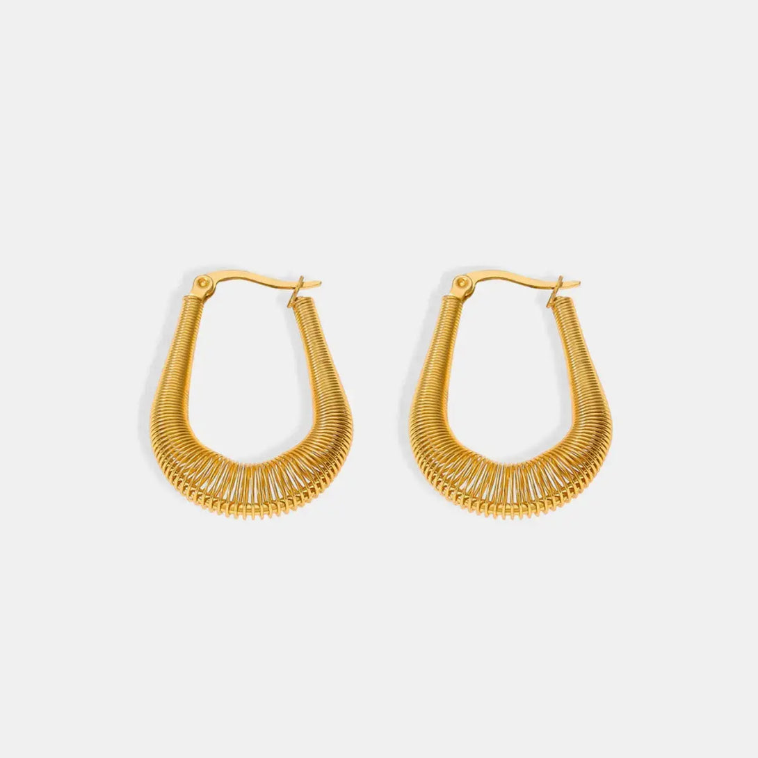 Lovcia Elegant 18K Gold-Plated Titanium U-Shape Earrings for Women-Earrings-Gold-One Size-Gold
