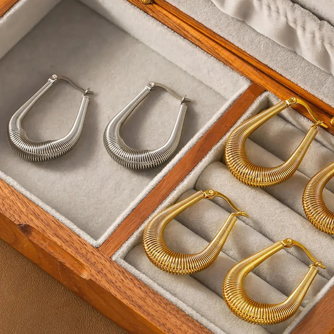 Lovcia Elegant 18K Gold-Plated Titanium U-Shape Earrings for Women-Earrings-Gold-One Size-Gold
