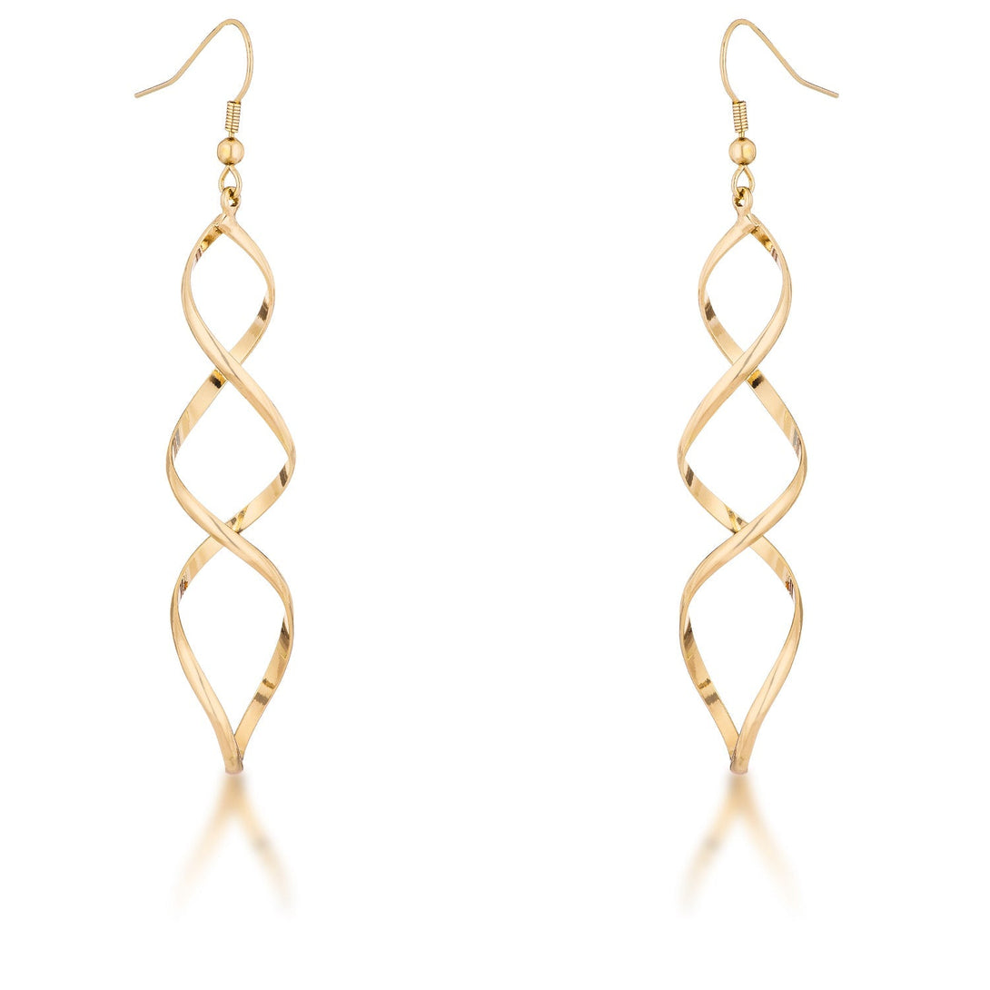 Lovcia Elegant 18k Gold Plated Twist Drop Earrings-Earrings-