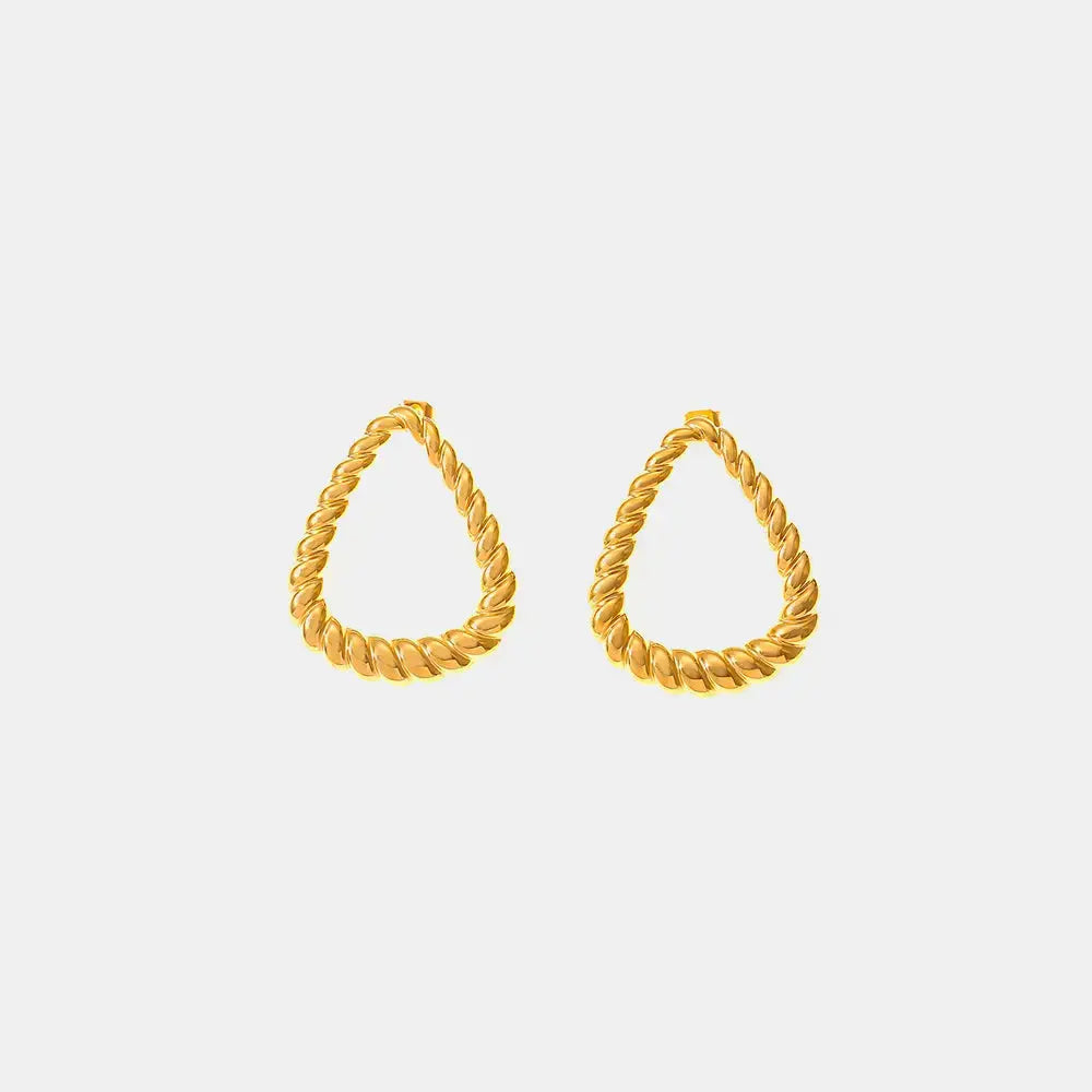 Lovcia Elegant 18K Gold-Plated Twist Hoop Earrings for Women-Earrings-Gold-One Size-Gold
