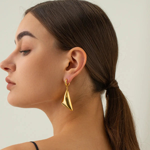 Lovcia Elegant 18K Gold & Silver Triangle Stainless Steel Earrings for Women-Earrings-Gold-Gold