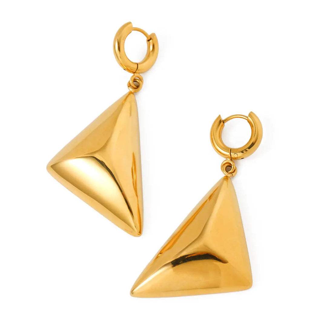 Lovcia Elegant 18K Gold & Silver Triangle Stainless Steel Earrings for Women-Earrings-Gold-Gold