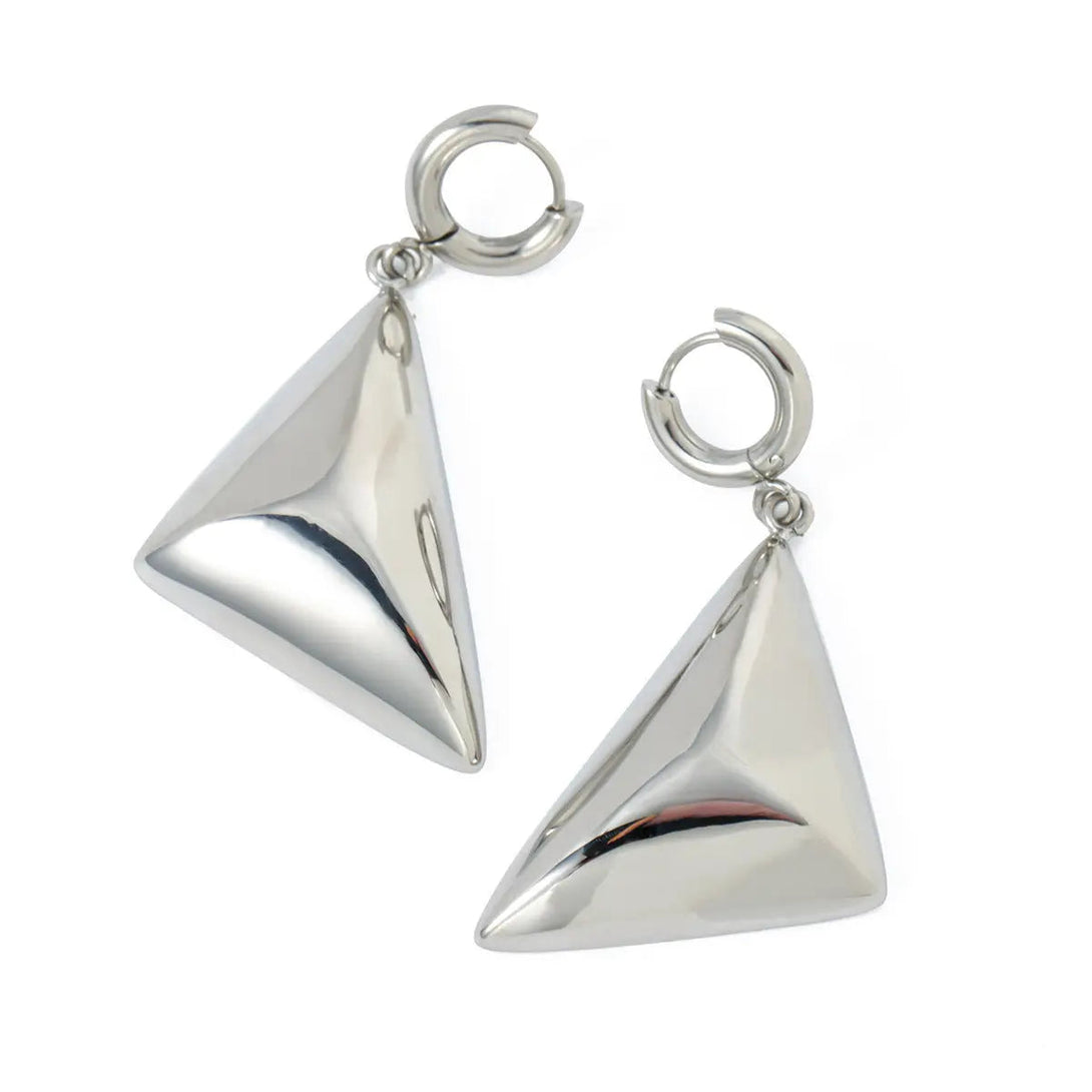 Lovcia Elegant 18K Gold & Silver Triangle Stainless Steel Earrings for Women-Earrings-Silver-Silver
