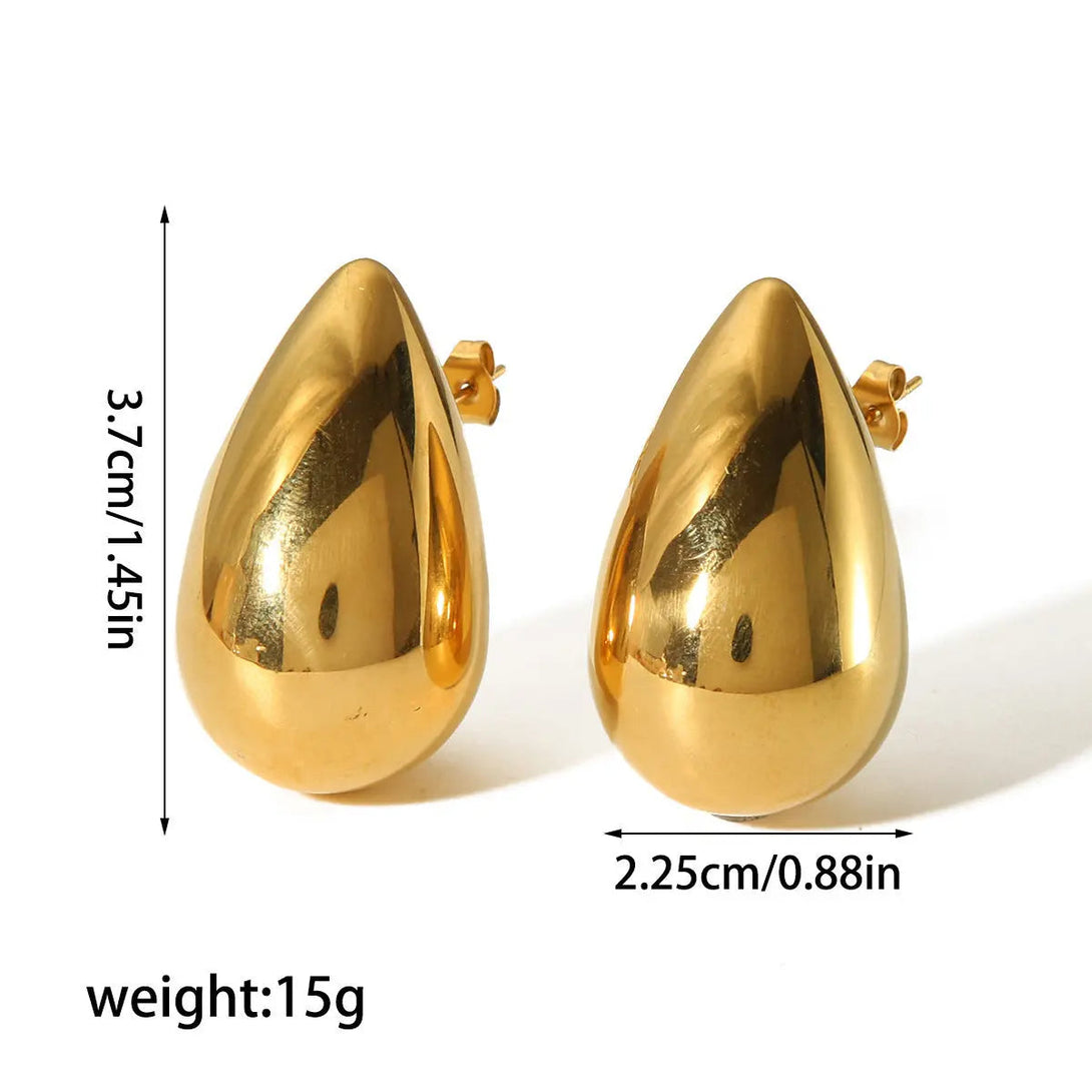 Lovcia Elegant 18K Gold Titanium Steel Teardrop Earrings for Women-Earrings-TE6419 G-18K-TE6419 G