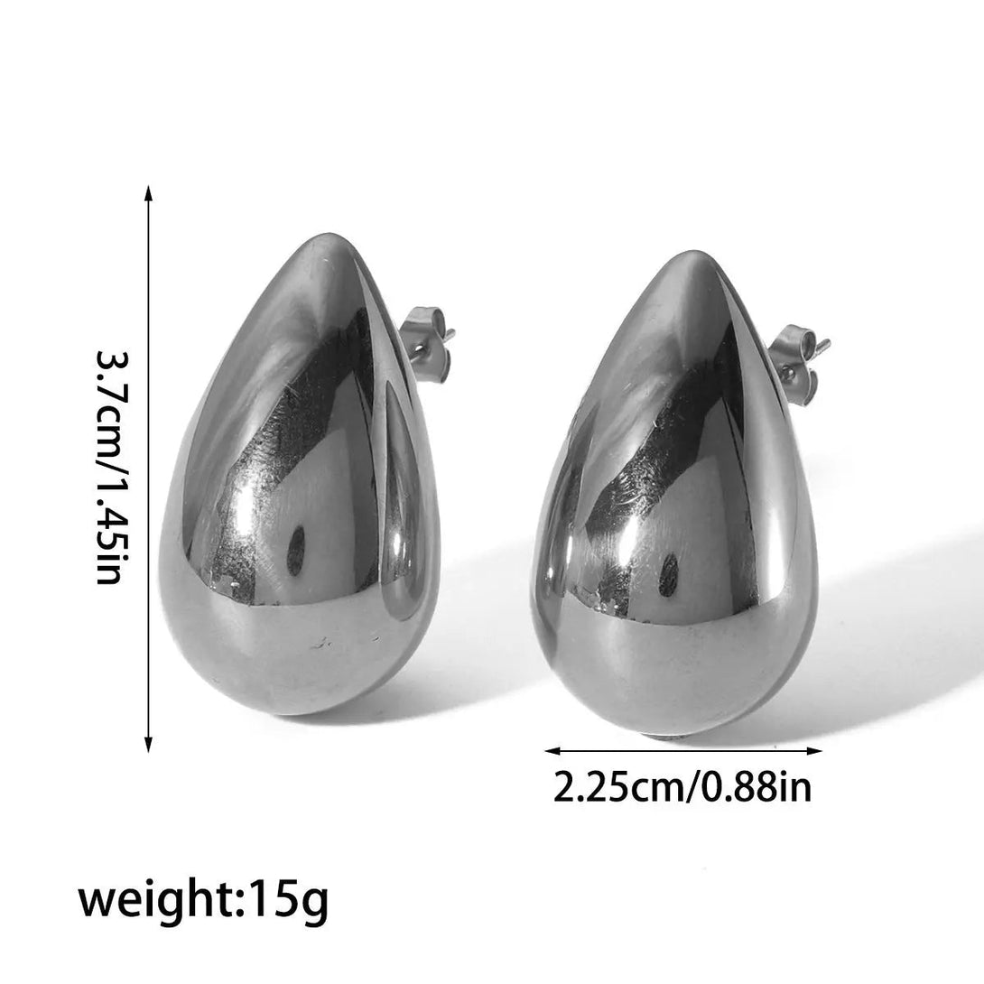 Lovcia Elegant 18K Gold Titanium Steel Teardrop Earrings for Women-Earrings-TE6419 S-18K-TE6419 S