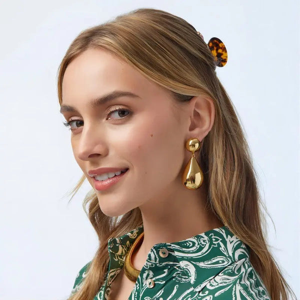Lovcia Elegant 18K Gold Titanium Steel Teardrop Earrings for Women-Earrings-TE6954 G-18K-TE6954 G