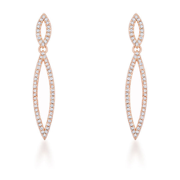 Lovcia Elegant 1.2ct CZ Rose Gold Double Teardrop Earrings-Earrings-