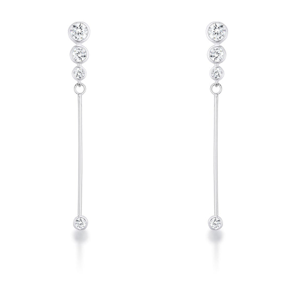Lovcia Elegant 1.2Ct Rhodium Plated Graduated Drop Cubic Zirconia Earrings-Earrings-