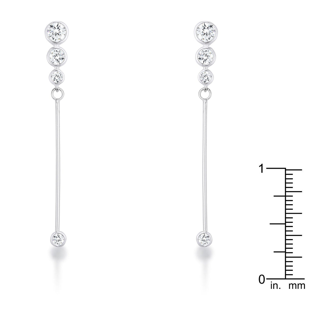 Lovcia Elegant 1.2Ct Rhodium Plated Graduated Drop Cubic Zirconia Earrings-Earrings-
