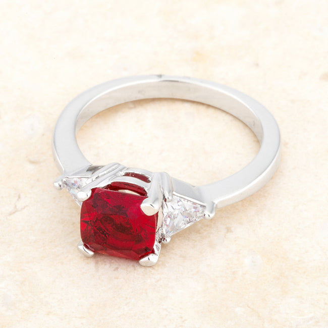 Lovcia Elegant 1.8ct Garnet and CZ Rhodium Cushion Cut Engagement Ring-Rings-5-5