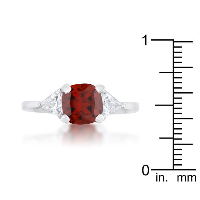 Lovcia Elegant 1.8ct Ruby CZ Rhodium Cushion Cut Engagement Ring-Rings-5-5