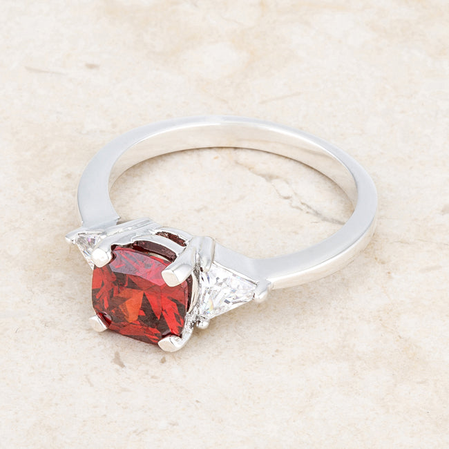Lovcia Elegant 1.8ct Ruby CZ Rhodium Cushion Cut Engagement Ring-Rings-5-5