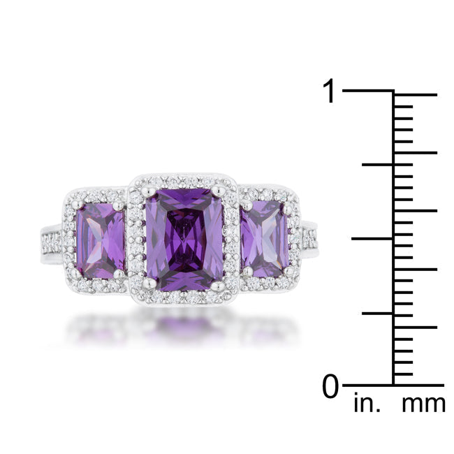 Lovcia Elegant 2.3ct Amethyst Trio Rhodium Cocktail Ring-Rings-5-5