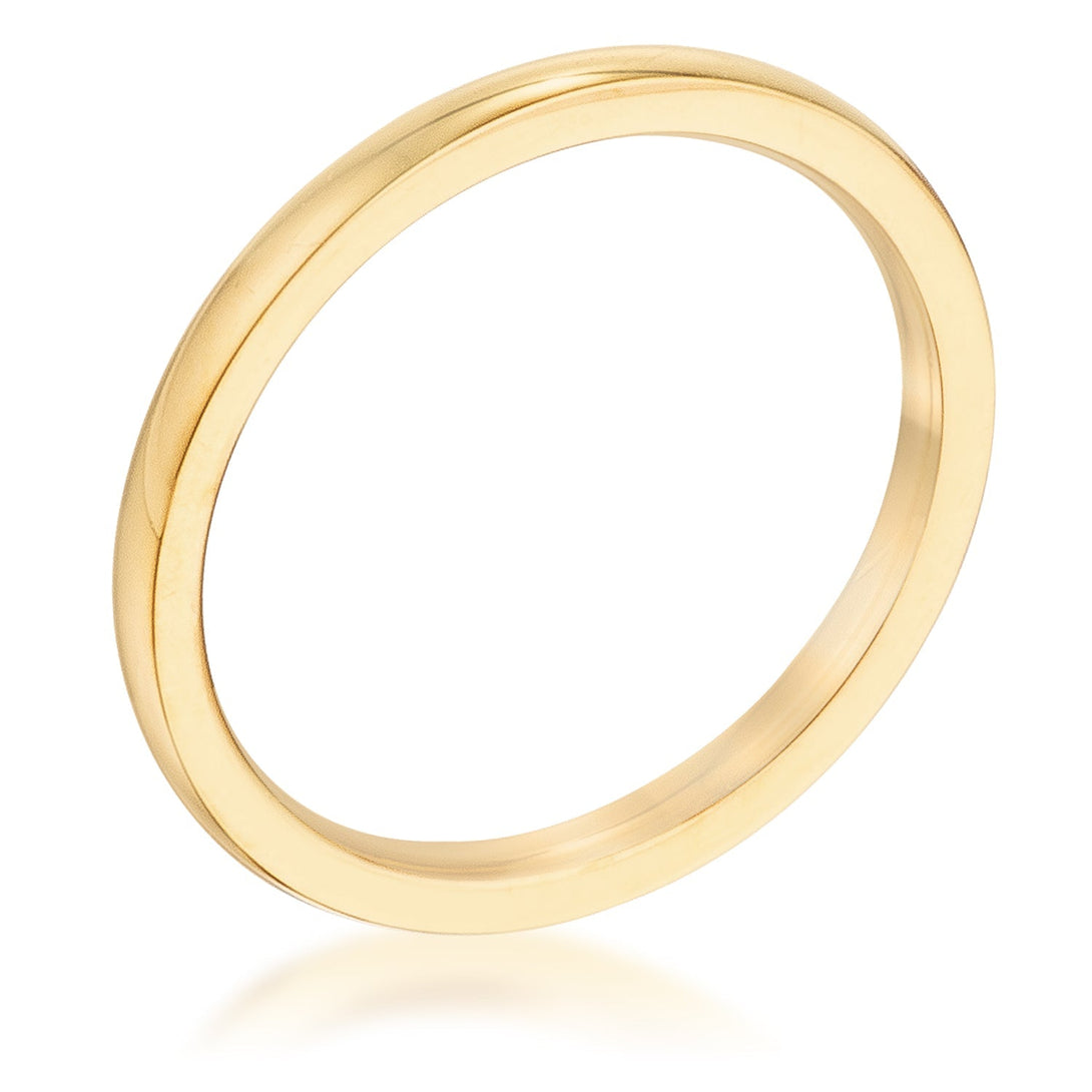 Lovcia Elegant 2mm 18k IPG Gold-Plated Stainless Steel Wedding Band-Rings-5-5