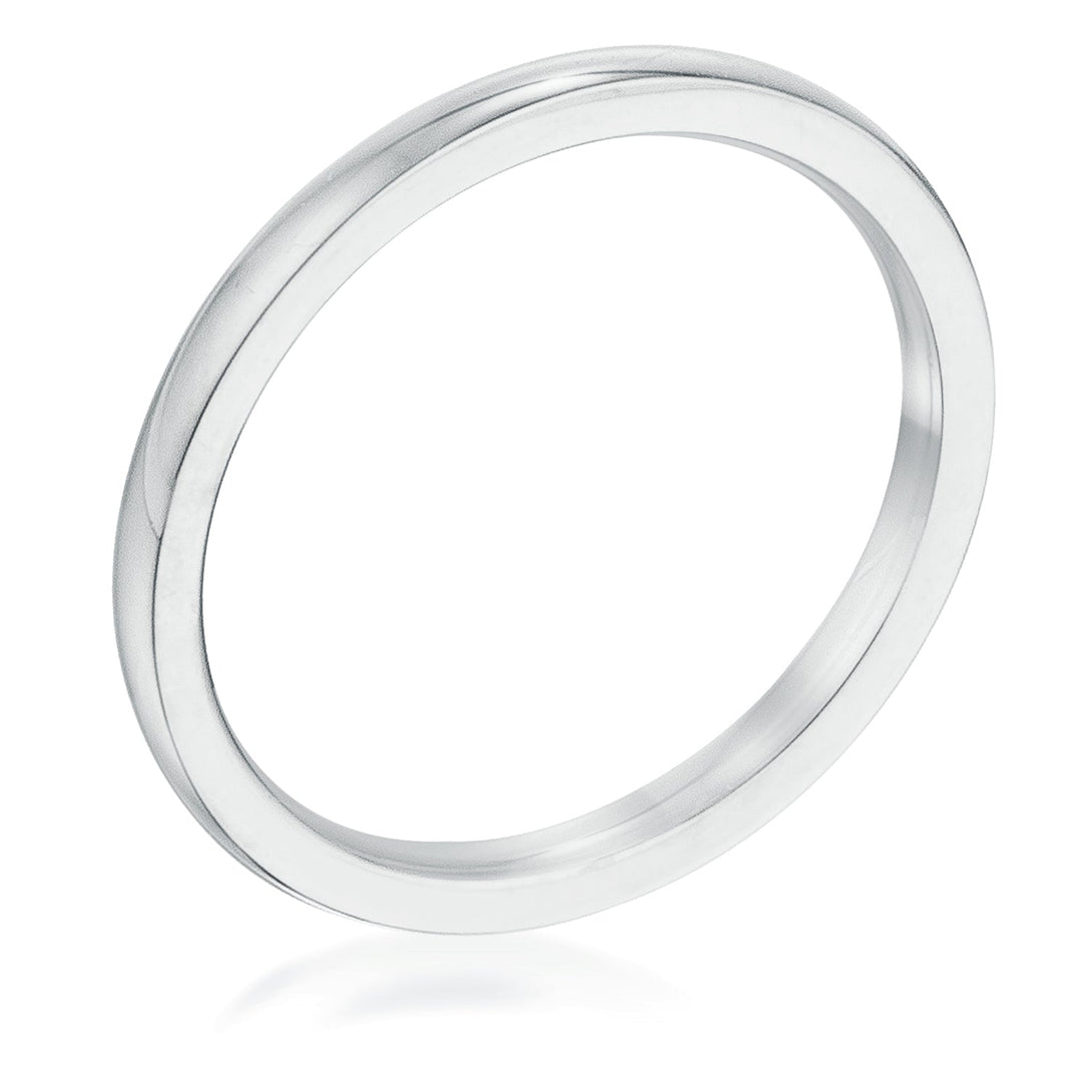 Lovcia Elegant 2mm Stainless Steel Eternity Wedding Ring-Rings-5-5