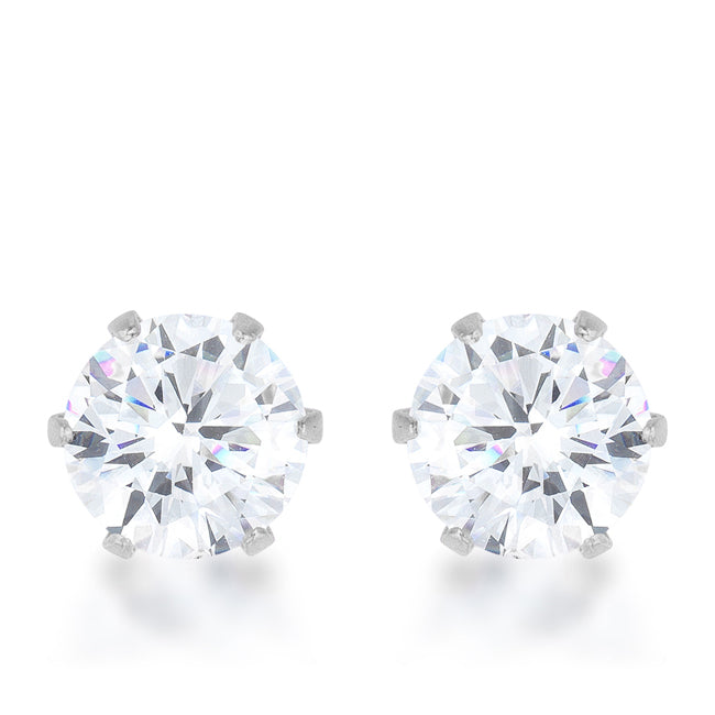 Lovcia Elegant 3.4ct CZ Rhodium-Plated Stainless Steel Stud Earrings-Earrings-