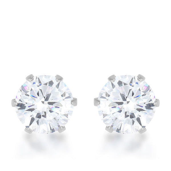Lovcia Elegant 3.4ct CZ Rhodium-Plated Stainless Steel Stud Earrings-Earrings-