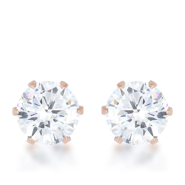 Lovcia Elegant 3.4ct CZ Rose Gold Prong-Set Stud Earrings-Earrings-