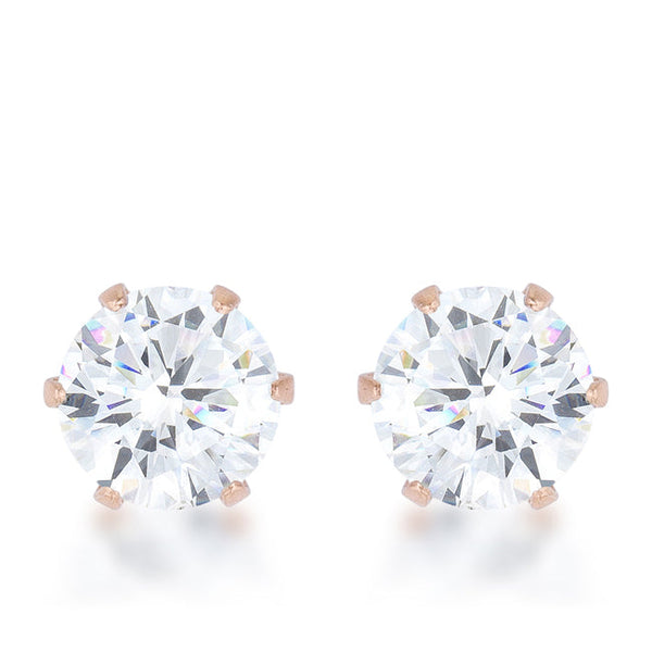Lovcia Elegant 3.4ct CZ Rose Gold Prong-Set Stud Earrings-Earrings-