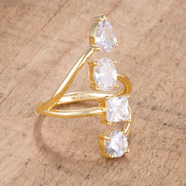 Lovcia Elegant 3CT Goldtone Ring with Dazzling CZ Gemstones-Rings-5-5