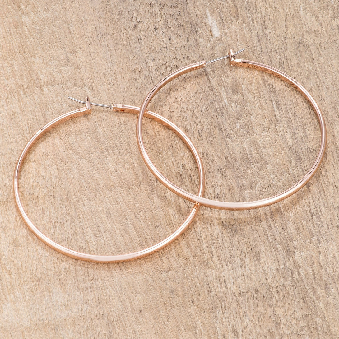 Lovcia Elegant 55mm Rose Gold Plated Hoop Earrings-Earrings-