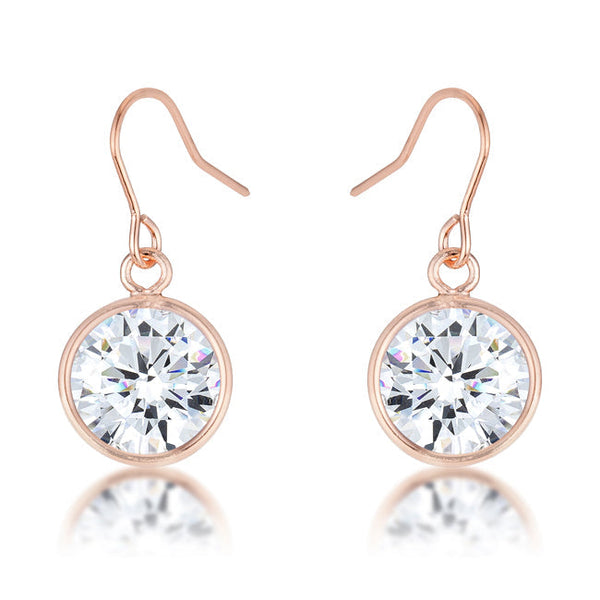 Lovcia Elegant 5.5 Ct Rose Gold Cubic Zirconia Drop Earrings-Earrings-