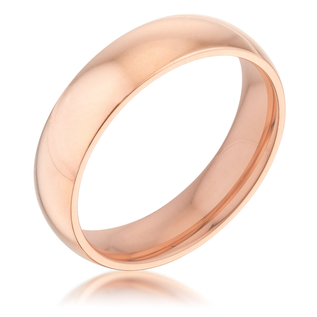 Lovcia Elegant 5mm Rose Gold Stainless Steel Wedding Band-Rings-5-5