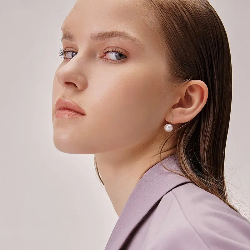 Lovcia Elegant 925 Silver Freshwater Pearl Earrings for Women-Earrings-Pearl earrings-Pearl earrings
