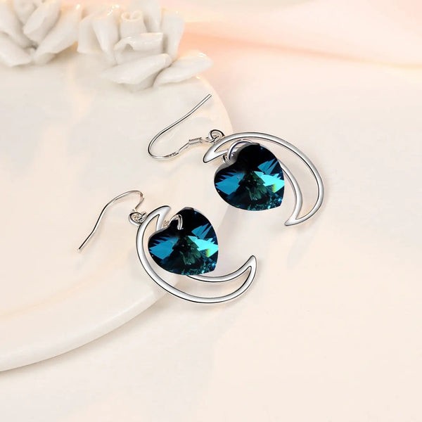 Lovcia Elegant 925 Silver Heart-Shaped Earrings with Gold-Plated Gems-Earrings-Gold white-Gold white