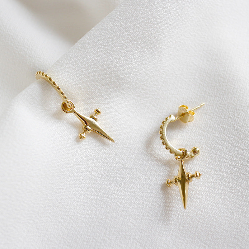 Lovcia Elegant 925 Sterling Silver Cross Drop Earrings with 18K Gold Plating for Women-Earrings-Silver-Silver